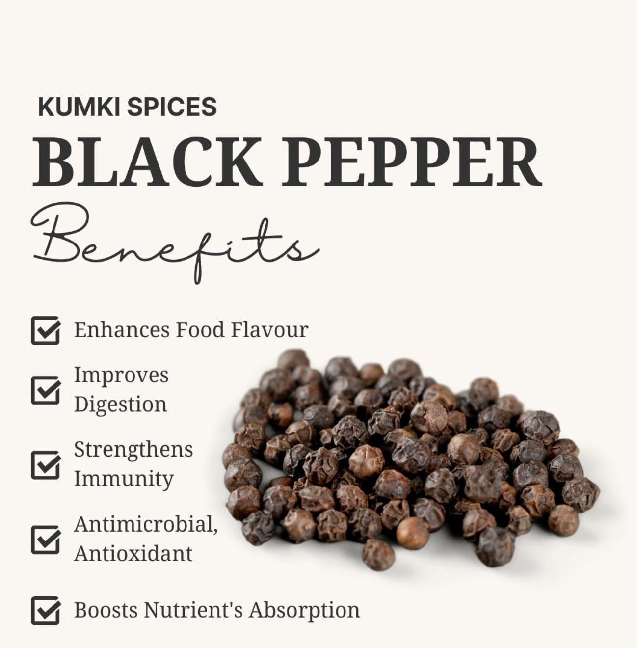 Bold Black peppercorns - 140g, Premium Export quality pepper from Wyanad