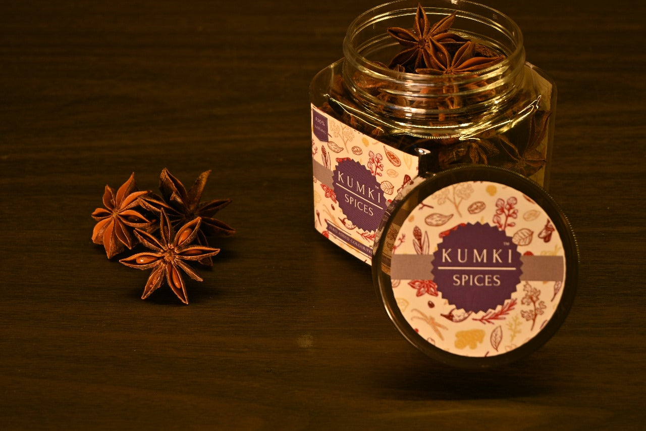 Kumki Spices - Combo, Star Anise+Bayleaf, (Pack of 2, 50gm each spice), Premium Export Quality, Chakri phool, Tej patta, Badhiyan phool, Annasippoo, Anasppu, Nakshatra Moggu, Brinji Leaf, Biriyani ela, Malabar leaf,