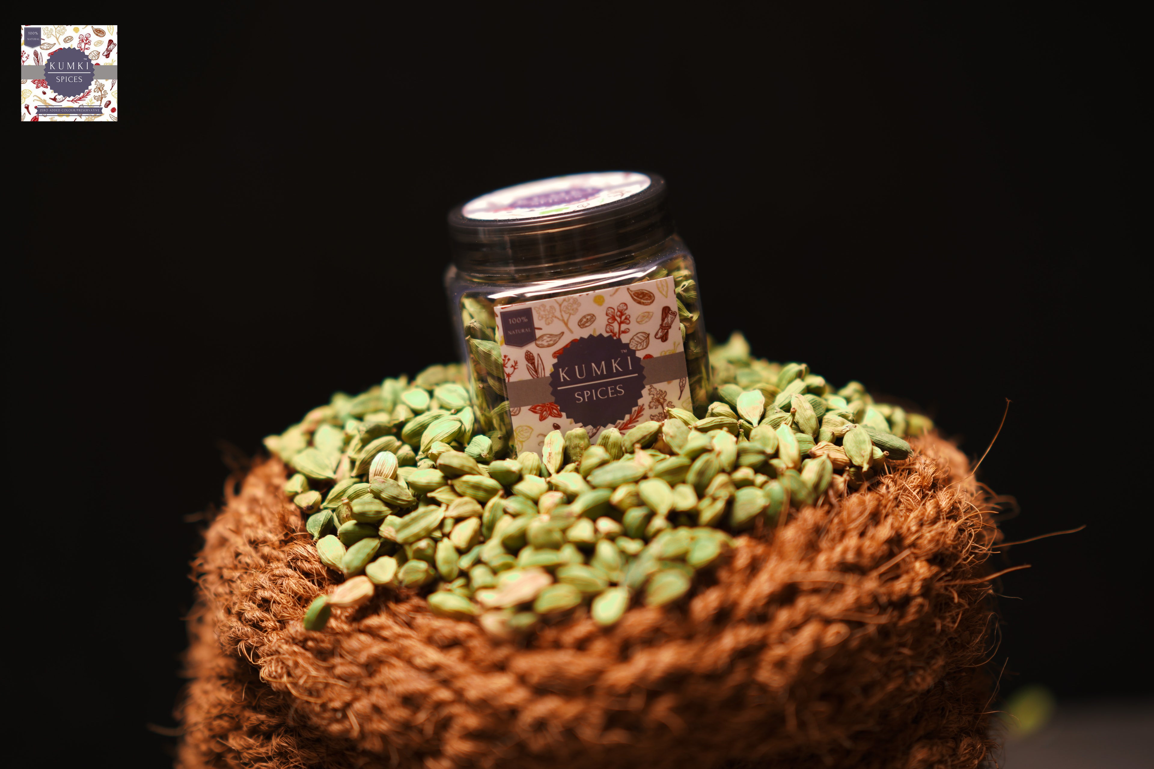 Kumki Spices - Combo Pack of Whole Kerala spices, 100g each of Idukki 8mm Bold whole Green Cardamom, Premium Export Quality whole Cloves, True Ceylon Cinnamon Quill and aromatic Bay leaf 50g, Monthly Combo Pack of 4 Kerala Dry Spices